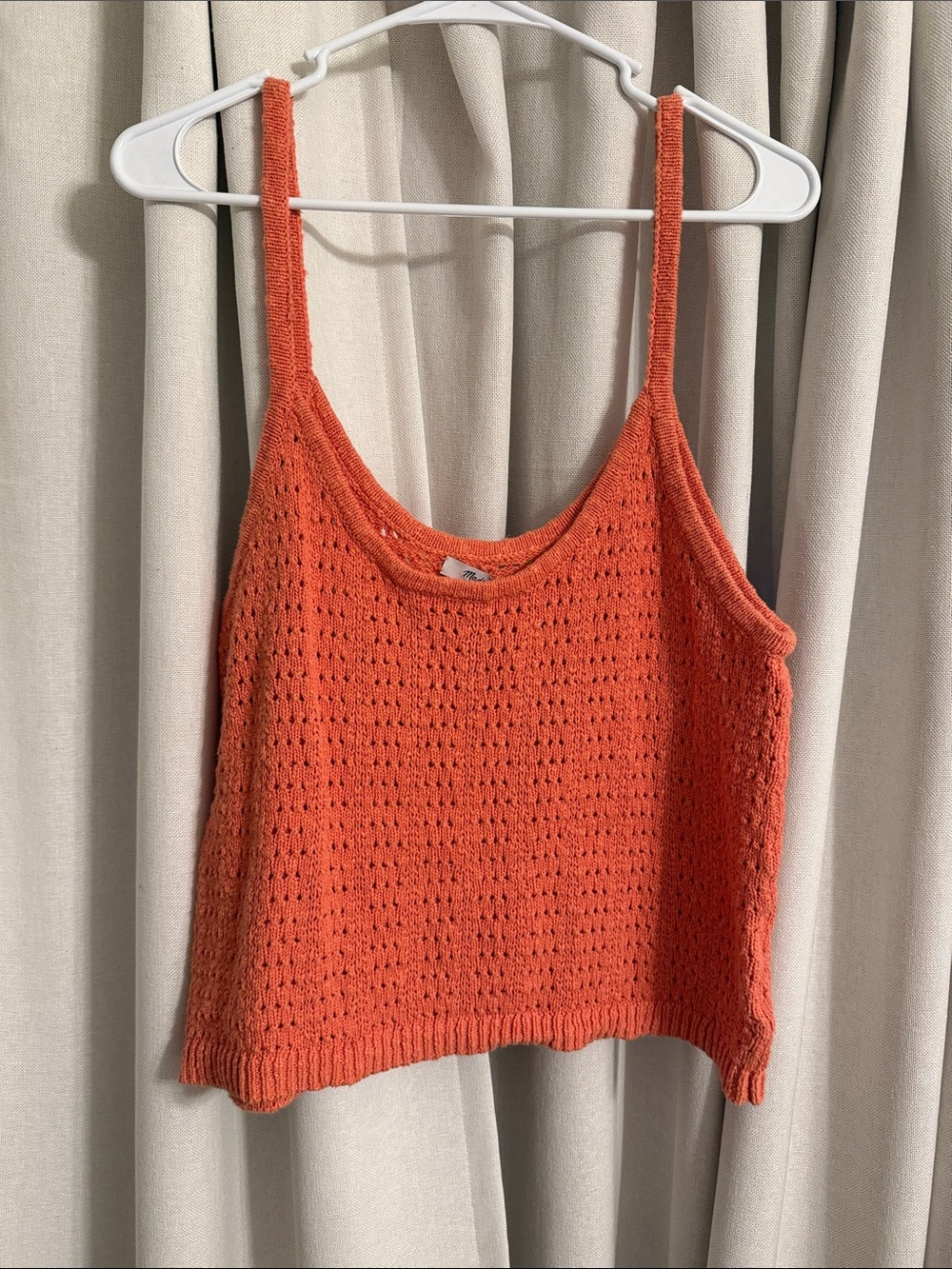 Madewell Orange Open-Knit Cropped Camisole